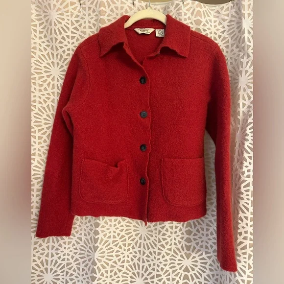L.L. Bean Boiled Wool Cardigan Jacket - Picture 1 of 12